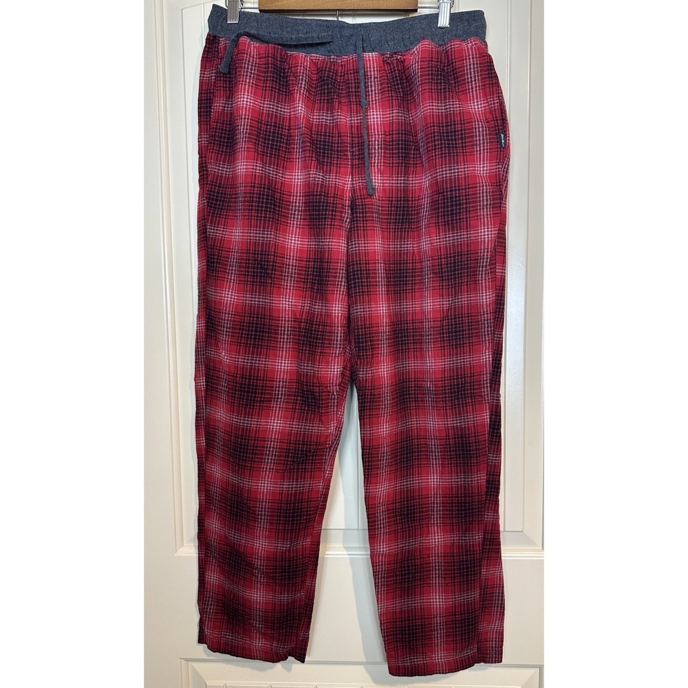 Eddie Bauer Flannel Sleep lounge Pants Mens red plaid Pockets cotton comfort
